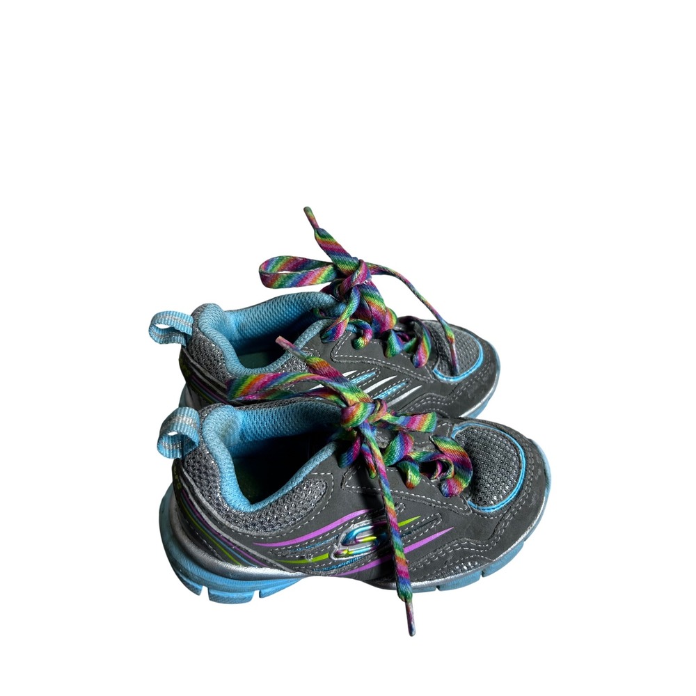Skechers Sneakers Size 6 Gray Rainbow Laces Sparkle Girls Shoes